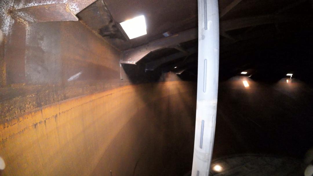 UAV view inside a confined duct during inspection