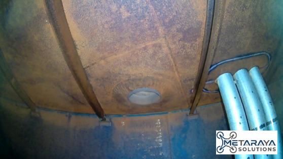 Interior roof of a storage tank during a confined space inspection