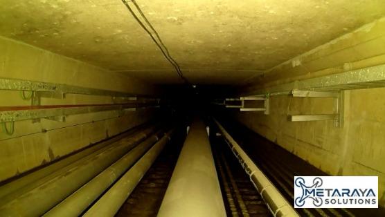 Internal duct inspection, pipework lit from above